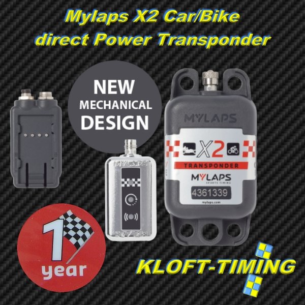 Mylaps X2 Car Bike Transponder aufladbar inkl. 1 Jahr Funktion (Racer Pack) u. direkt Power Anschlus