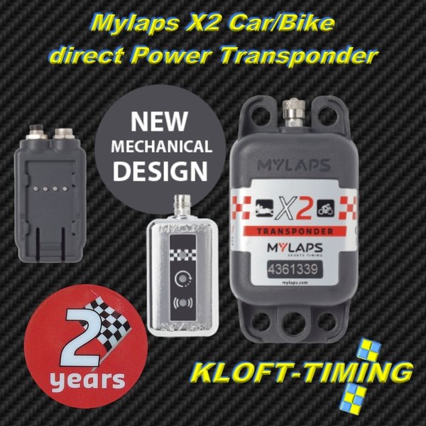 Mylaps X2 Car Bike Transponder aufladbar inkl. 2 Jahren Funktion (Racer Pack) u. direkt Power Anschl