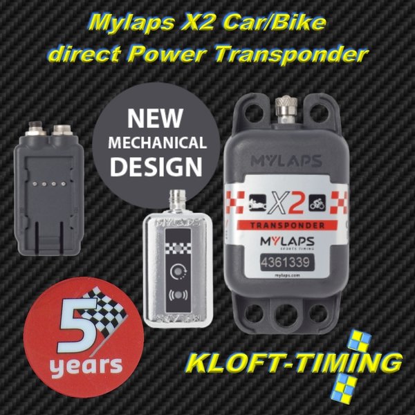 Mylaps X2 Car Bike Transponder aufladbar inkl. 5 Jahren Funktion (Racer Pack) u. direkt Power Anschl