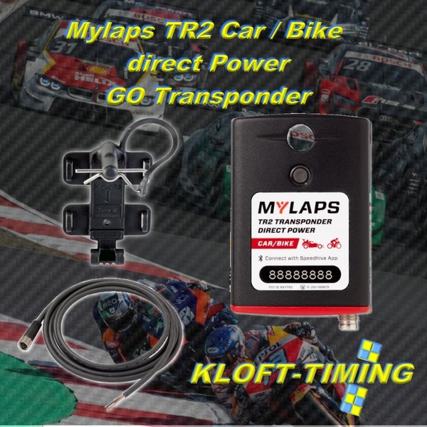 TR2 Car/Bike GO Transponder Direct Power, inkl. Kunststoffhalter u. 12V Anschlusskabel