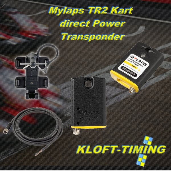 Mylaps TR2 Kart Transponder Direct Power 2 Jahre, inkl. Kunststoffhalter u. Anschlusskabel