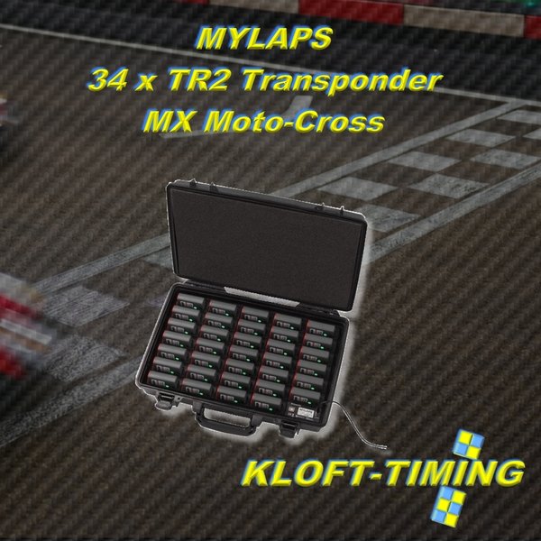 MYLAPS MX Transponder 34 x TR2 in Ladekoffer Dauerfreigeschaltet